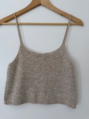Forever 21 Neutral Beige Knit Ribbed Spaghetti Strap Cami